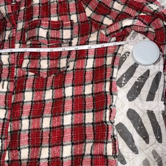 Off-White Wool Red and Black Button Up
